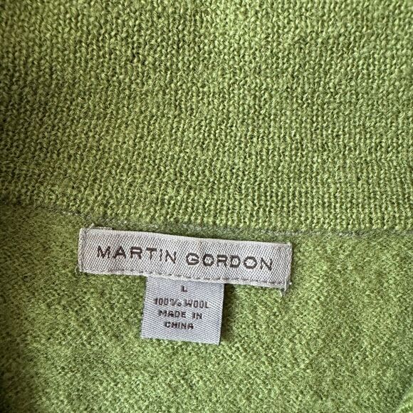 NEW Martin Gordon Sweater Mens Large Green Wool 1/4 Zip Pullover Preppy Outdoor - Picture 3 of 10